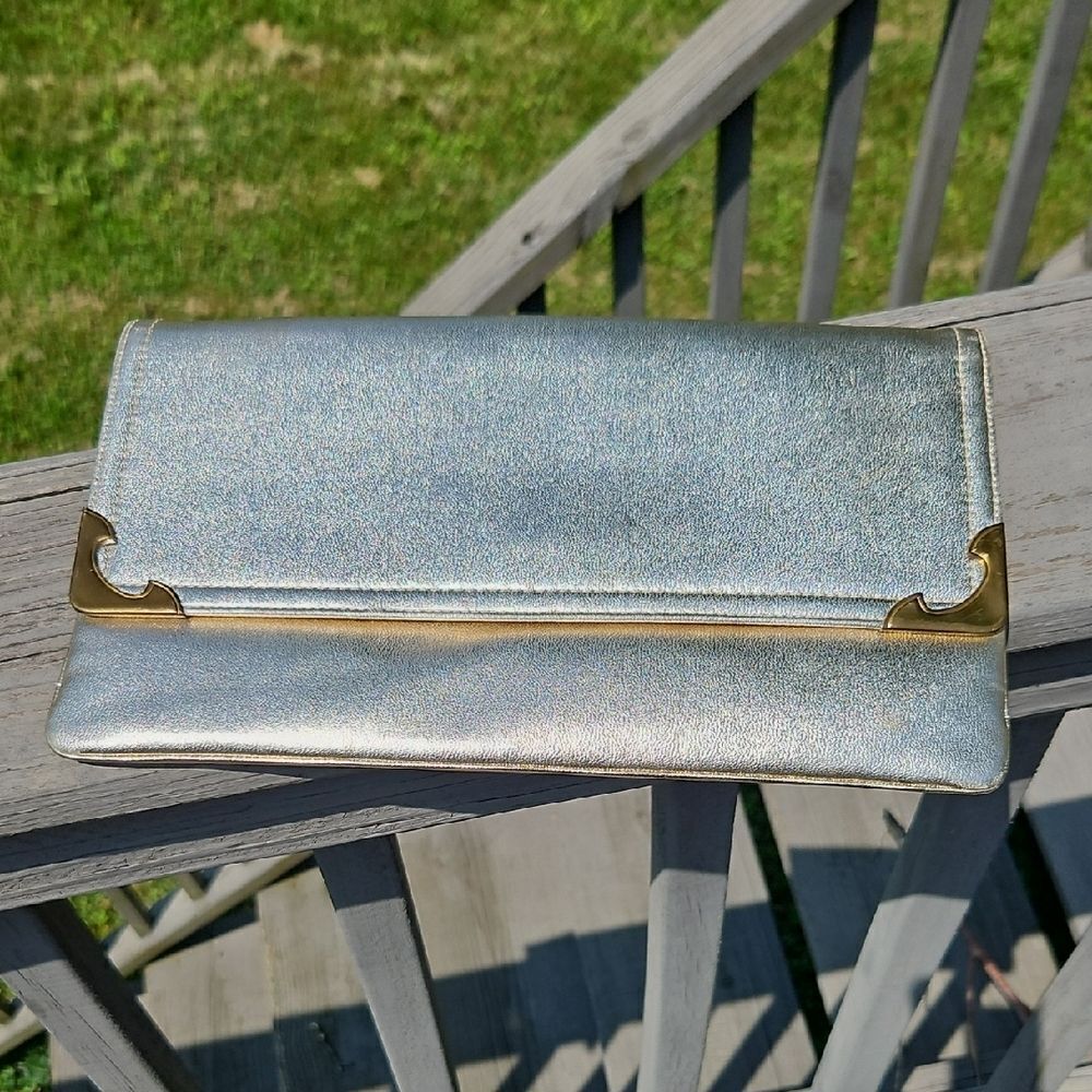 Vintage Mardane USA Gold Foil Convertible Clutch Shoulder Bag